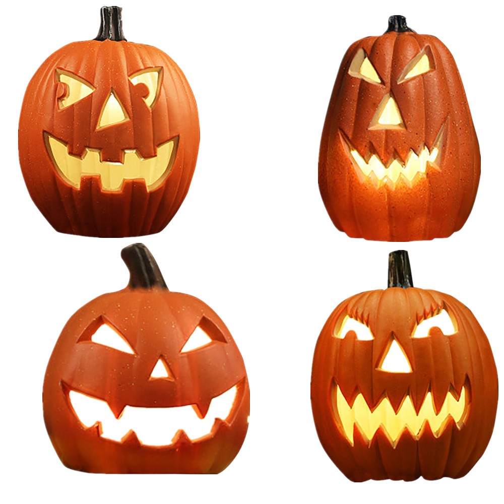 Halloween Pumpkin Decor Led - ฮาโลวีน LED โคมไฟฟักทองเรืองแสงฟักทองตกแต่งพลาสติก Light Up ฟักทอง