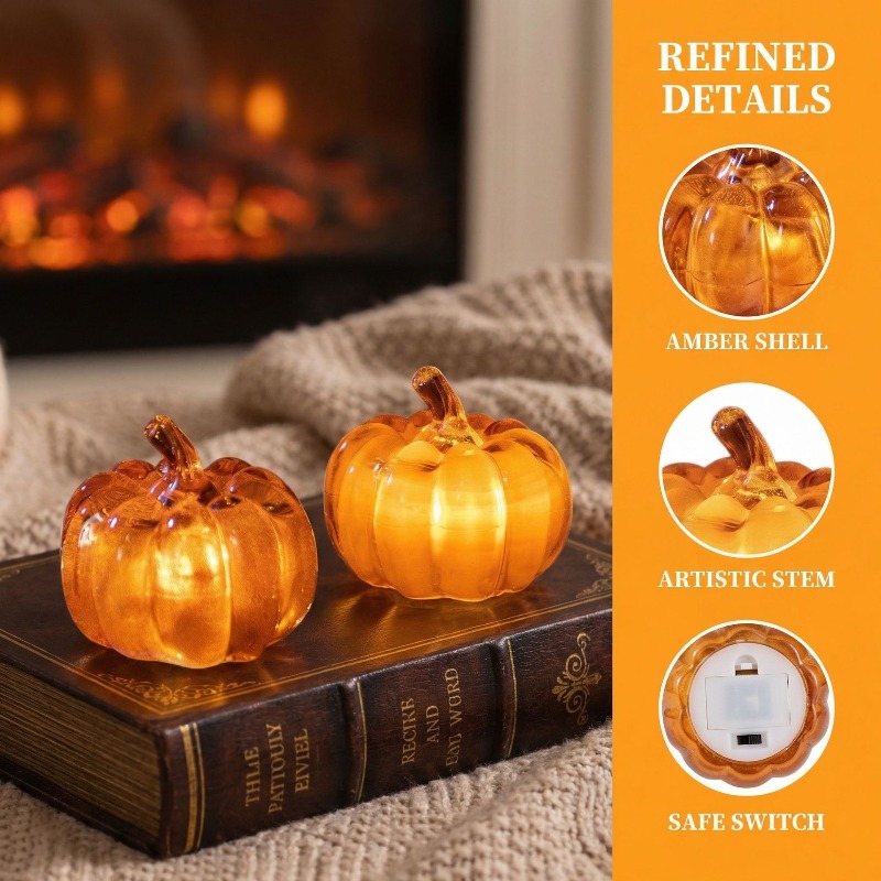 Halloween Pumpkin Decor Led - ของตกแต่งฮาโลวีนใหม่ข้ามพรมแดน ไฟฟักทอง LED ฟักทองเรืองแสง อุปกรณ์แต่งตัว ของประดับโต๊ะ