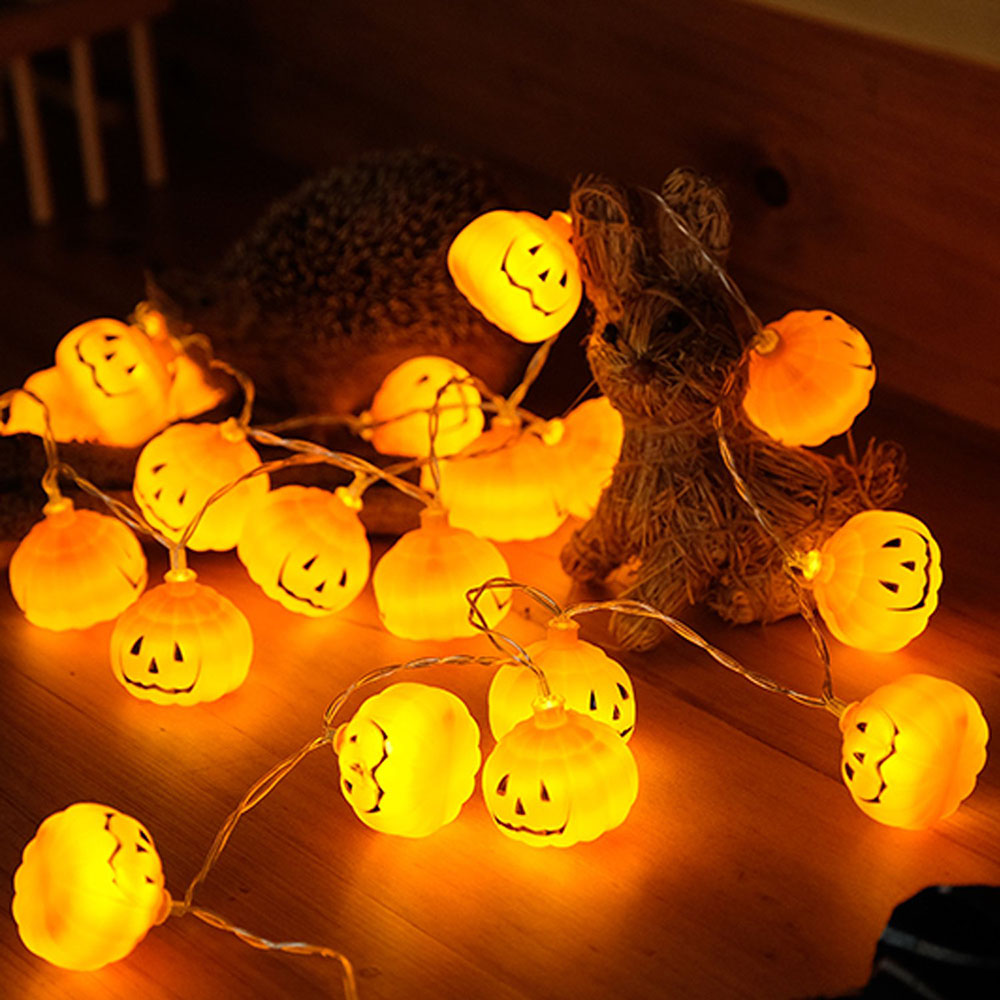 Halloween Led String Lights Orange - ฮาโลวีน 3D ฟักทองไฟ LED String 1M
