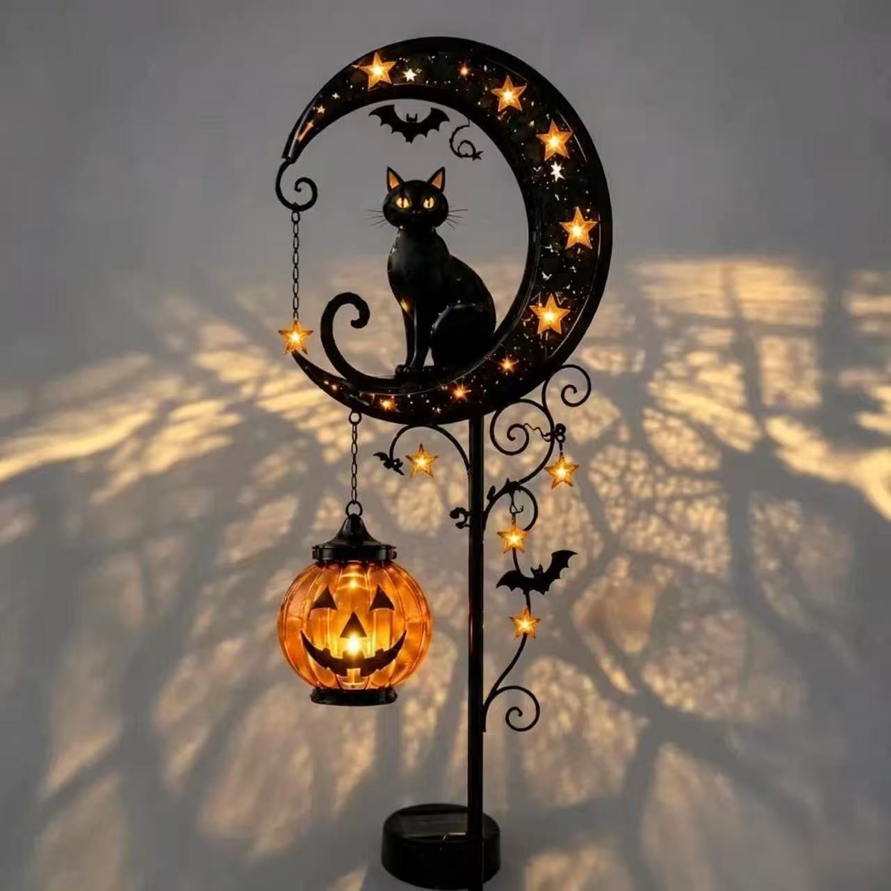 โคมไฟประดับสวนรูปแมวดำและฟักทอ - Pumpkin Lantern Halloween บทวิจารณ์และราคา