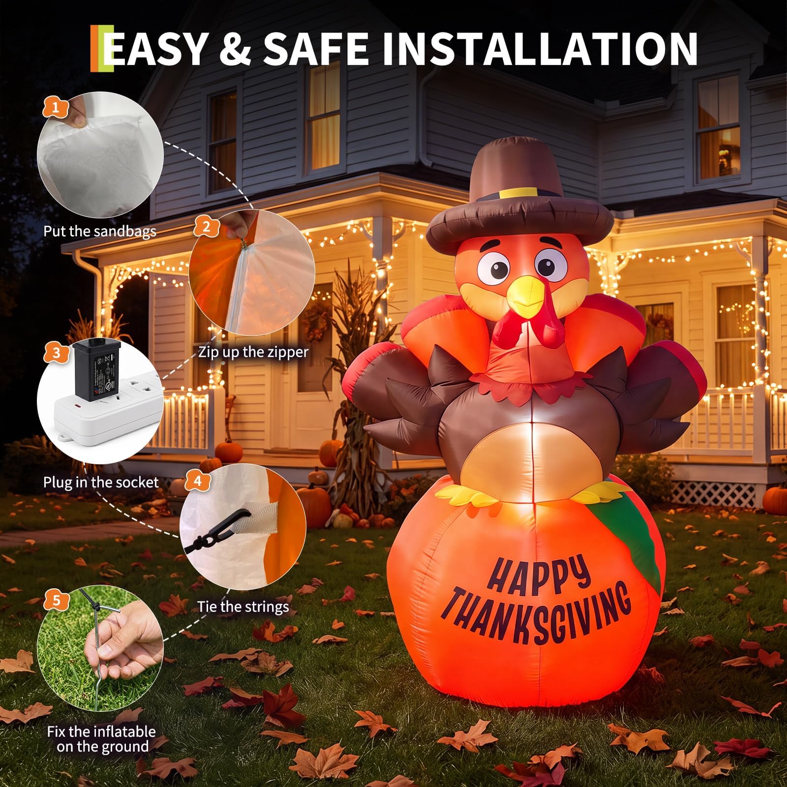 ฟักทองเป่าลมรูปคนไล่กาสำหรับตก - Halloween Pumpkin Decor Led บทวิจารณ์และราคา