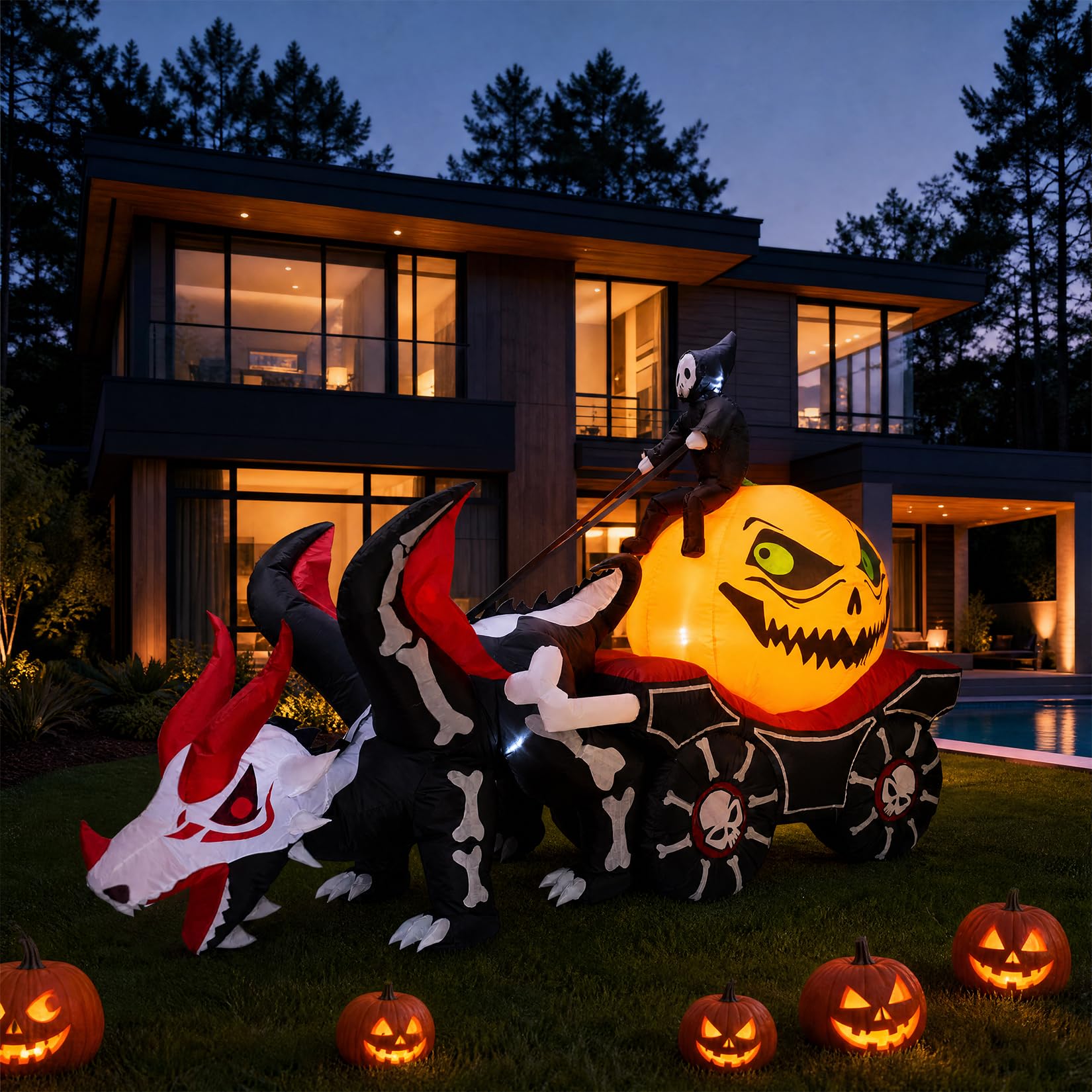 รถฟักทองประดับไฟฮาโลวีนแบบเป่า - Halloween Pumpkin Decor Led บทวิจารณ์และราคา