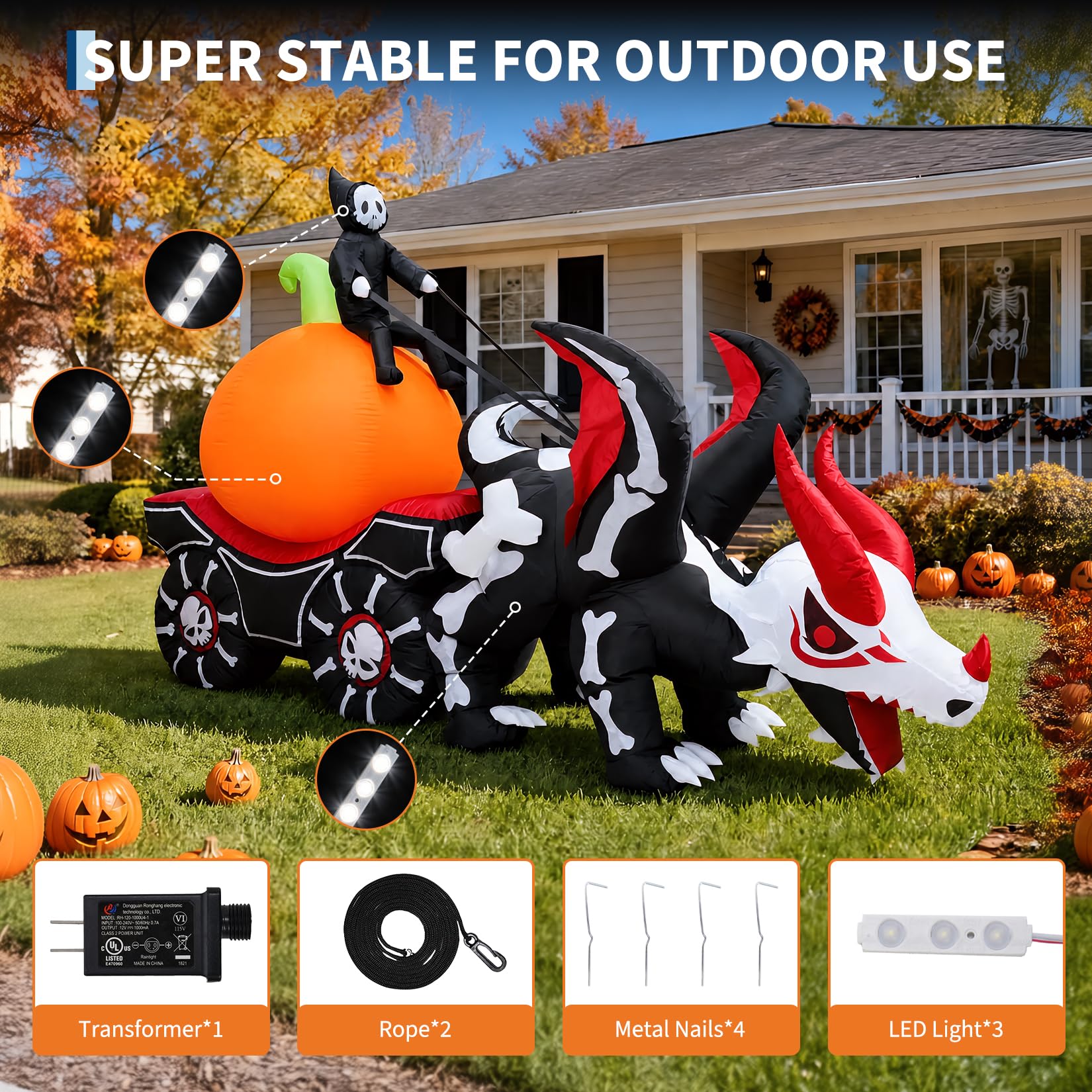รถฟักทองประดับไฟฮาโลวีนแบบเป่า - Halloween Pumpkin Decor Led บทวิจารณ์และราคา