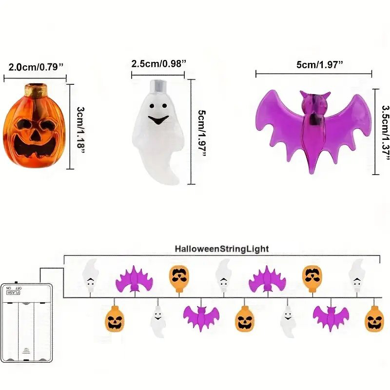 ไฟประดับ LED รูปฟักทอง ค้างคาว - Halloween Led String Lights Orange บทวิจารณ์และราคา