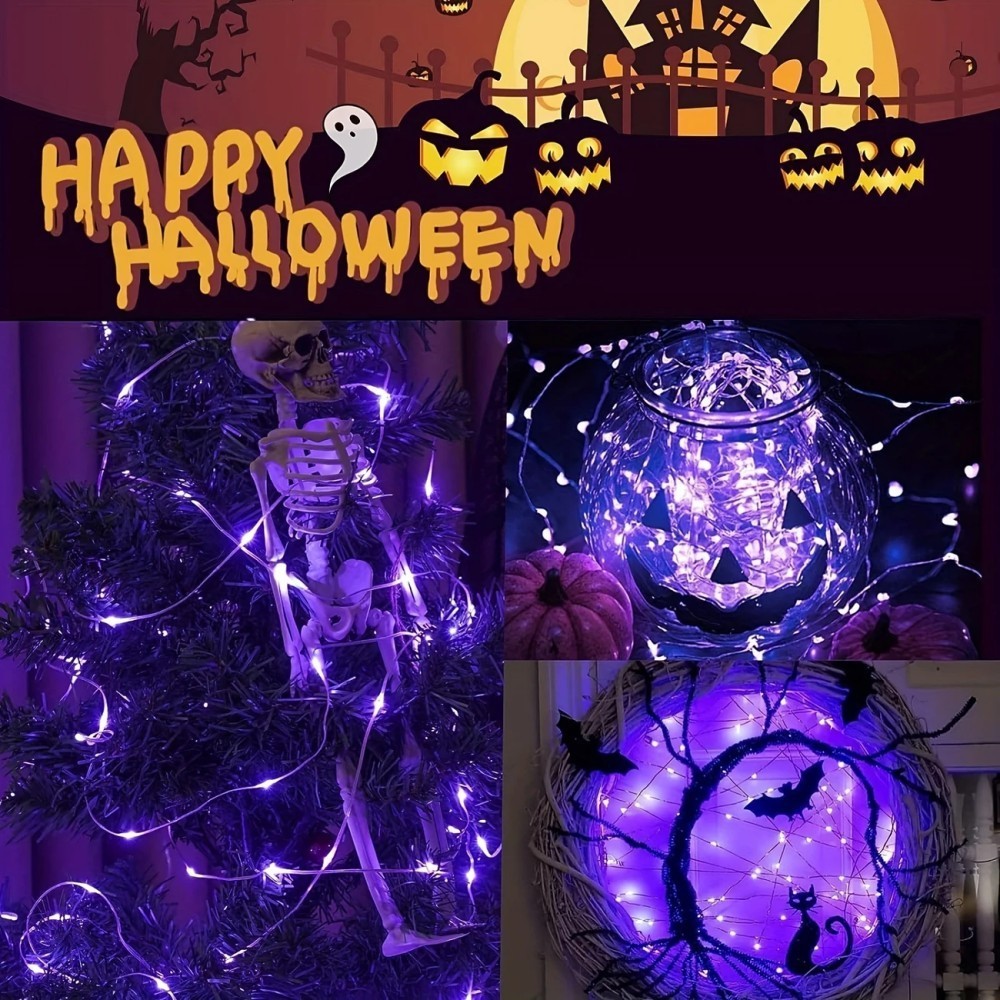 1PC 12M100LED ไฟประดับฮาโลวีนพ - Halloween Led String Lights Orange บทวิจารณ์และราคา