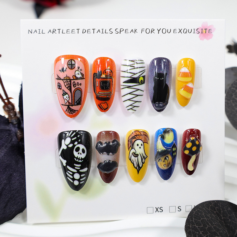 30 ชิ้น เล็บปลอมสไตล์ฮาโลวีนให - Halloween Skeleton Decoration บทวิจารณ์และราคา