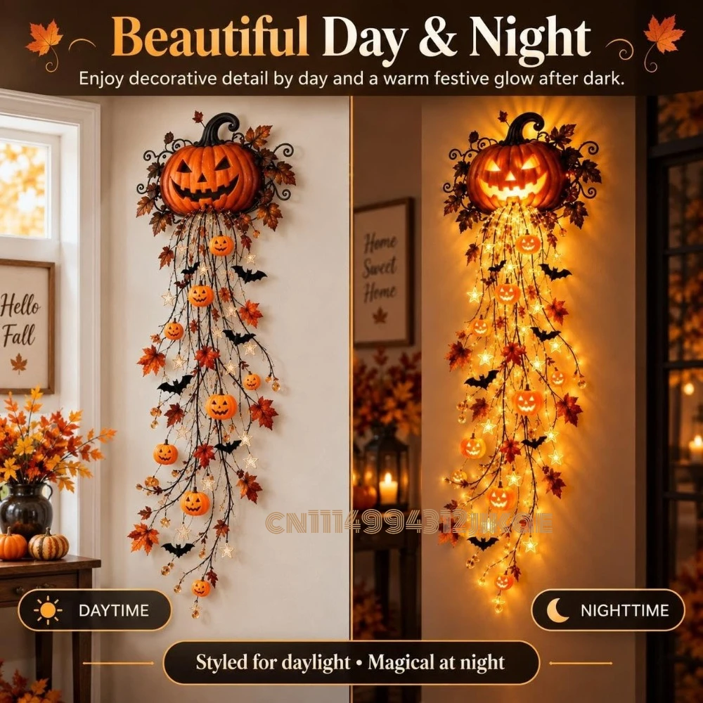 ชุดโคมไฟติดผนังแบบน้ำตกสำหรับเ - Halloween Led String Lights Orange บทวิจารณ์และราคา