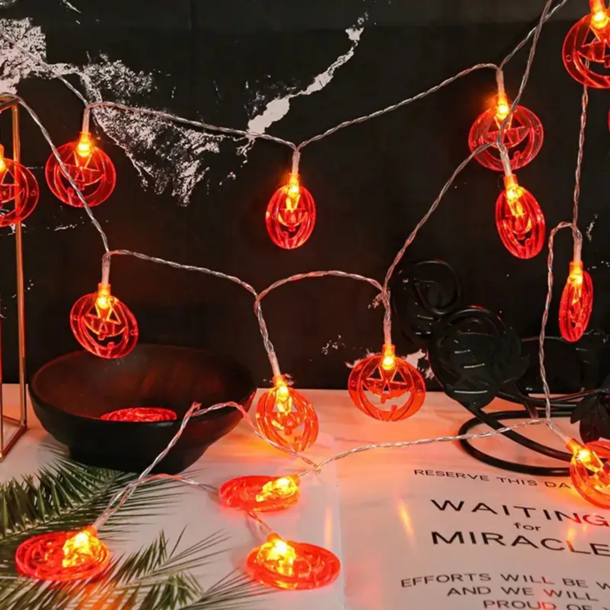 1 PC 20LED สีส้มแบน Hollow ไฟฟ - Halloween Led String Lights Orange บทวิจารณ์และราคา