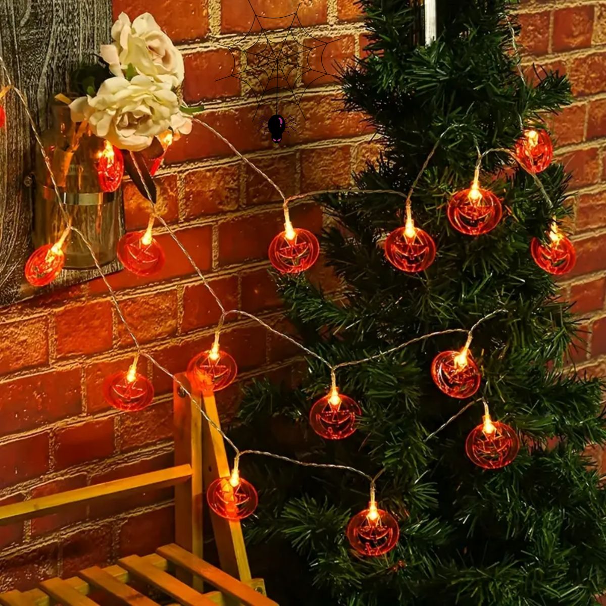 1 PC 20LED สีส้มแบน Hollow ไฟฟ - Halloween Led String Lights Orange บทวิจารณ์และราคา