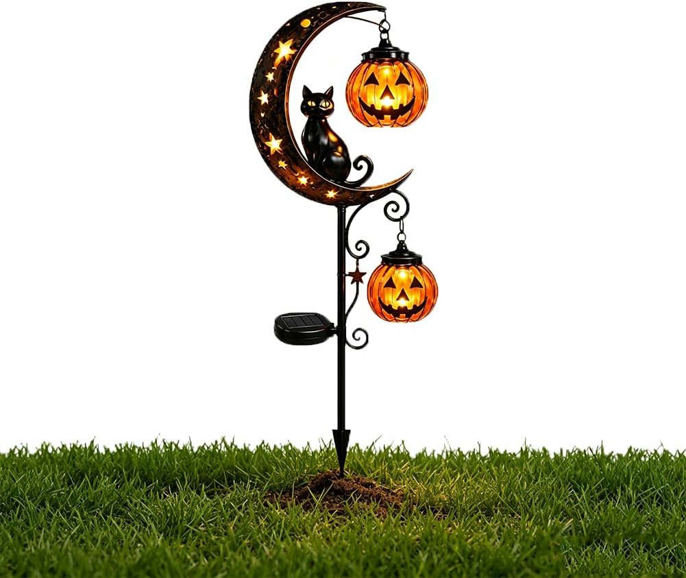 ไฟประดับสวนรูปแมวดำ ฟักทอง และ - Pumpkin Lantern Halloween บทวิจารณ์และราคา