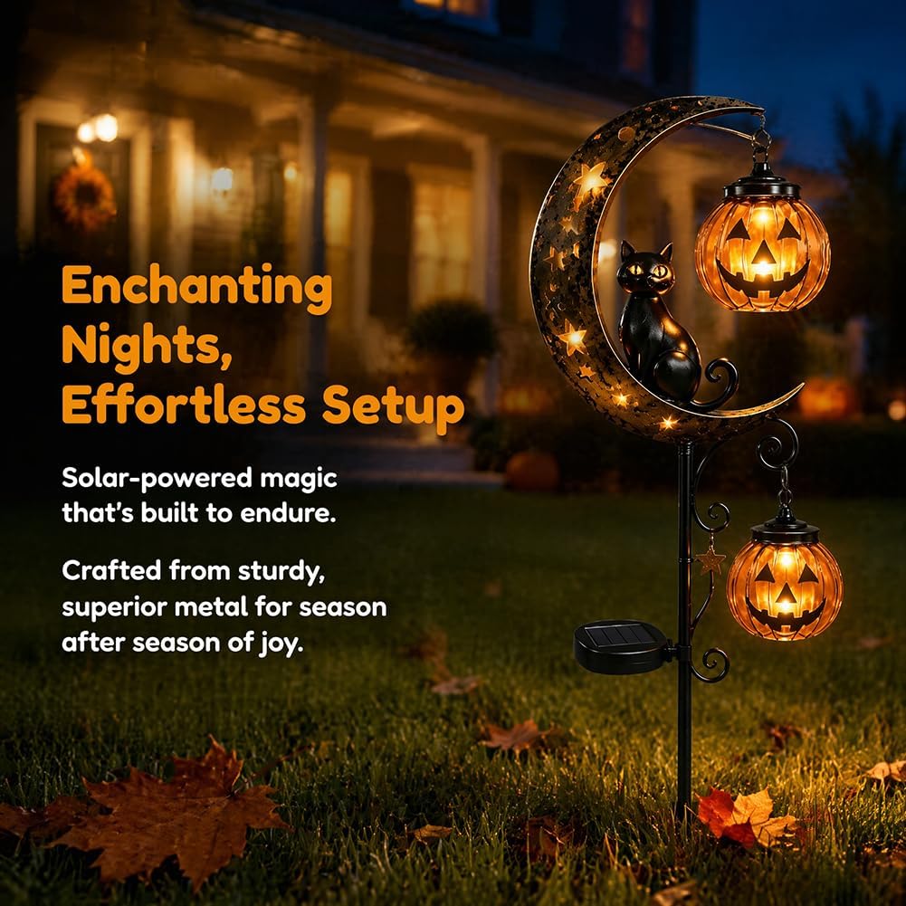 ไฟประดับสวนรูปแมวดำ ฟักทอง และ - Pumpkin Lantern Halloween บทวิจารณ์และราคา