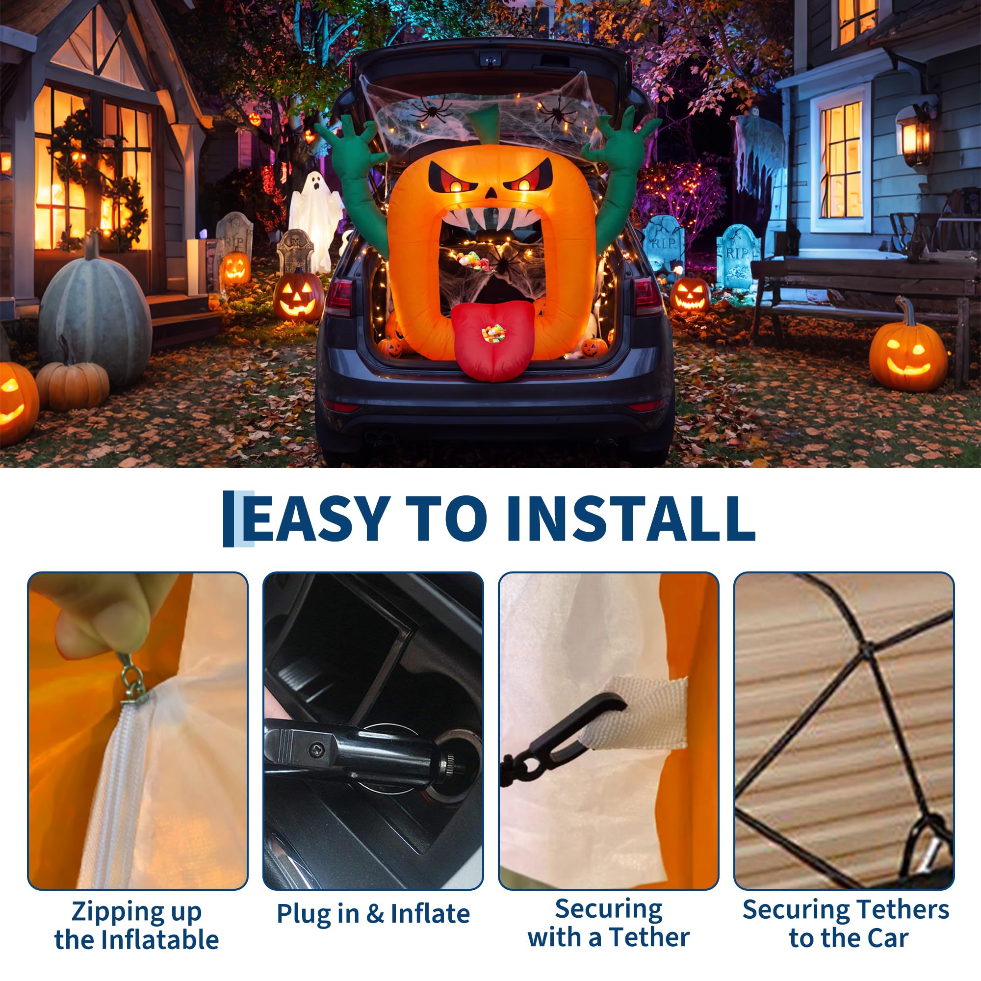 ฟักทองเป่าลมฮาโลวีนสุดสยอง ขนา - Halloween Pumpkin Decor Led บทวิจารณ์และราคา