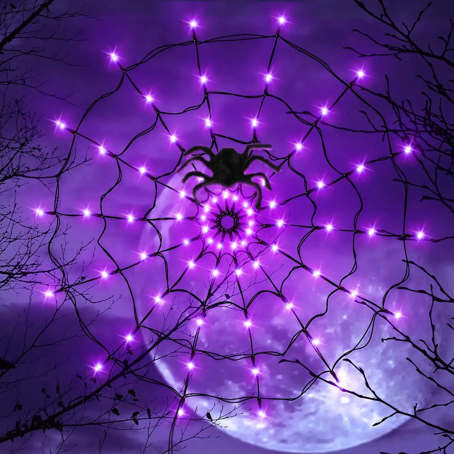 ฮาโลวีนไฟสายไฟ LED ใยแมงมุมผีเ - Spider Web Halloween Decoration บทวิจารณ์และราคา