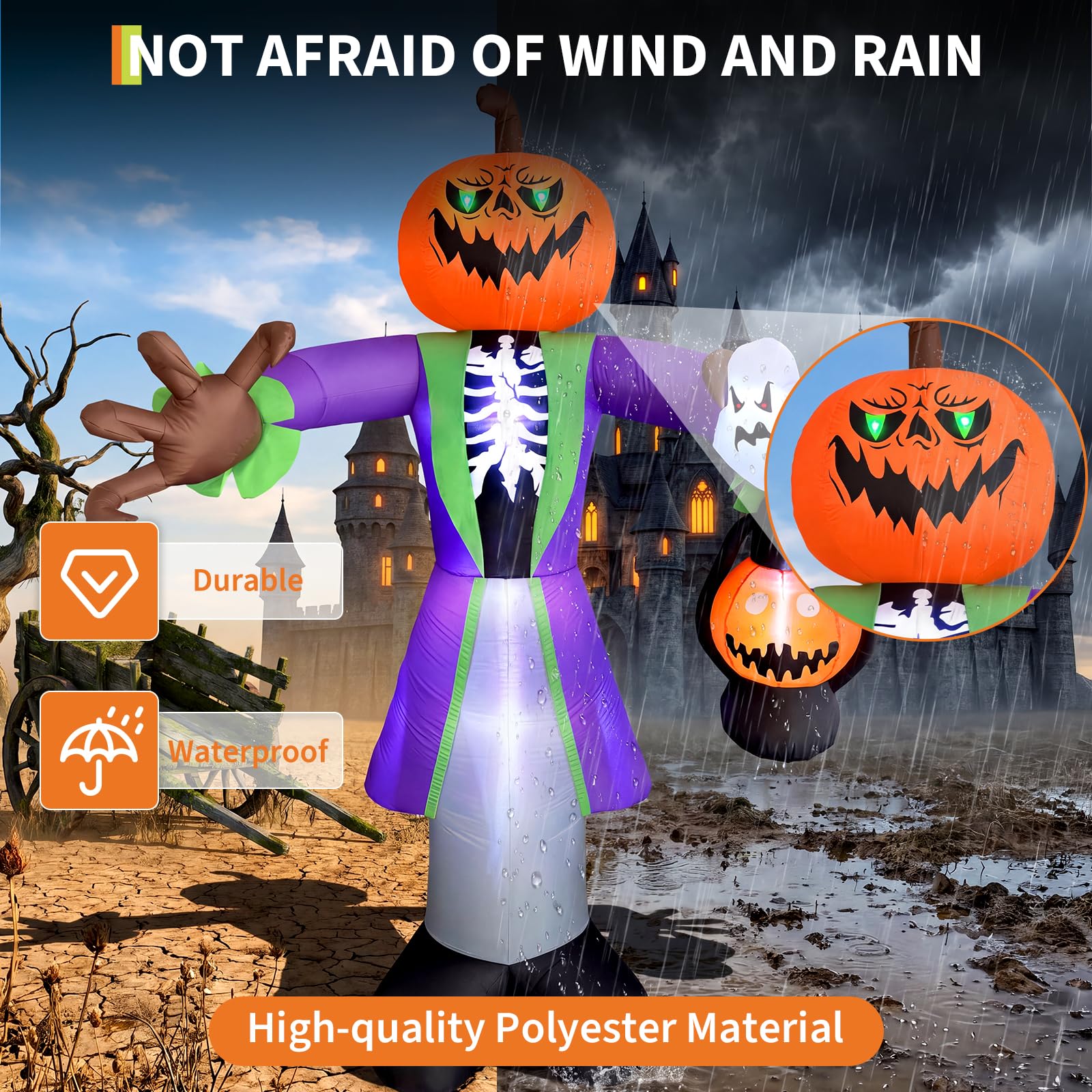 ฟักทองซอมบี้เป่าลมขนาด 8 ฟุต พ - Pumpkin Lantern Halloween บทวิจารณ์และราคา